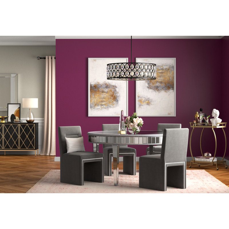 Lustre tambour unique à 8 lumières Dorothy, Noir mat