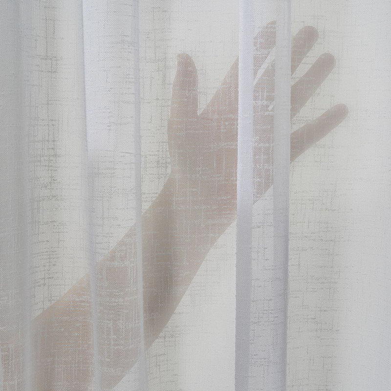 Extra Long & Extra Wide Faux Linen Semi Sheer Single Panel, 58" W x 258" L, White/Ecru
