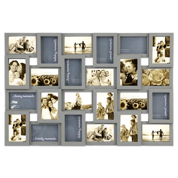 Hastings Home Family Collage Picture Frame, 7 Openings for 3- 4x6 / 4- 5x7  Photos, Wall Hanging Display (Black) 505876BAM