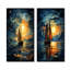 Clair de lune, bateau à voile, horizon I - ensemble de 2 impressions sur toile-1086000714-1086000718
