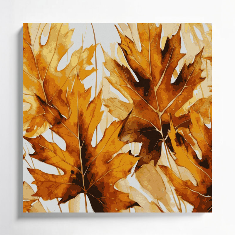 «Botanical Poplar Leaves», art mural sur toile brune, H 8 po x l 8 po
