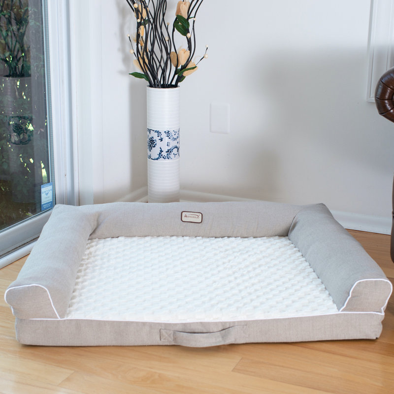 Medium Ivory and Beige Memory Foam Orthopedic Pet Bed