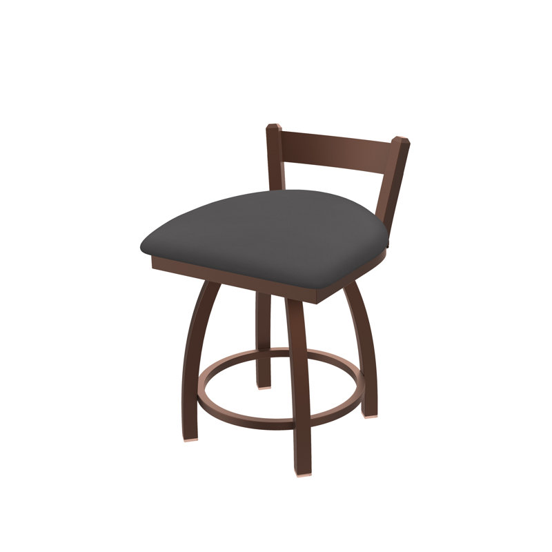 Tabouret de coiffeuse à dossier bas 18 po Catalina, Vinyle - Tempête de galop, Bronze