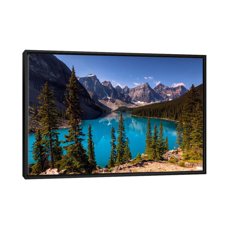 « moraine », reproduction de photo sur toile, H 18 po x l 26 po x P 1,5 po, Toile avec cadre noir, Pas de tapis