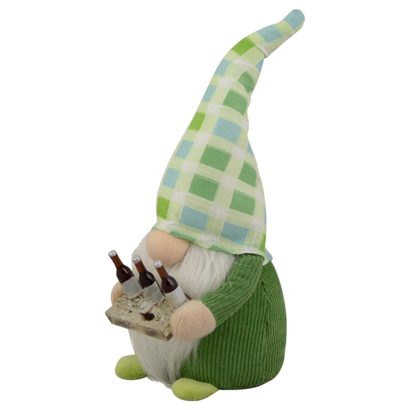 9" Plaid Springtime Gnome, Green/Blue