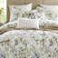Couette 6 pièces en coton imprimé King, motif floral rafraîchissant, 300 fils/cm², douceur incomparable, literie coordonnée comprenant taies d'oreiller à volant et coussins décoratifs imprimés, couleur naturelle