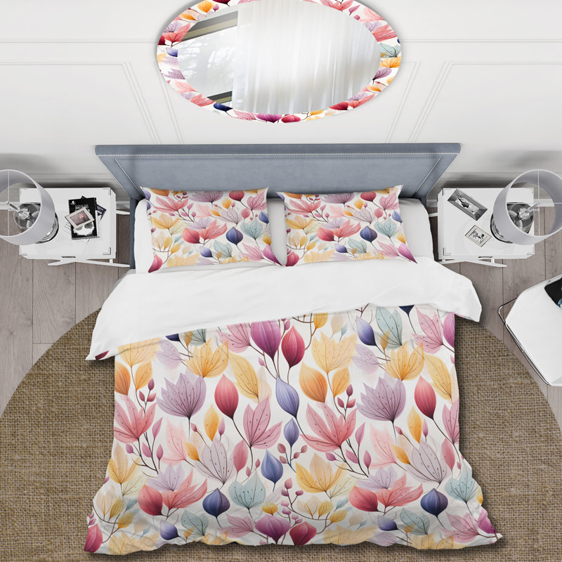 Ensemble de housse de couette Watercolor Foliage, Housse de couette simple + 1 taie décorative stan