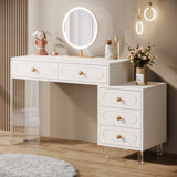 Modern White Vanity Desk with 5 Drawers (Only Table)
