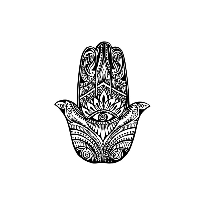 Décalcomanie murale yeux à main hamsa Eli, Noir