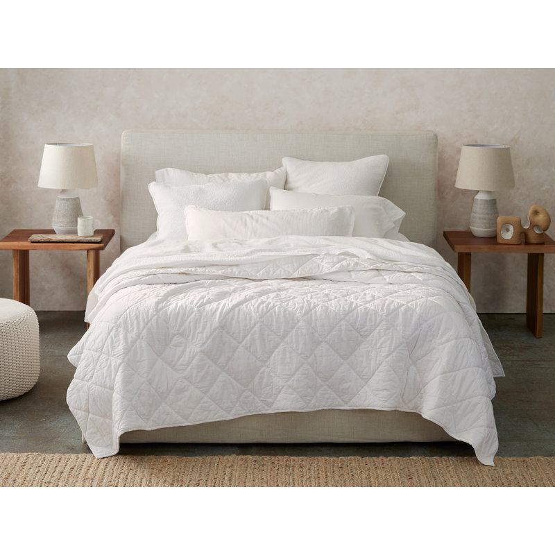 Steel Blue Diamond-Stitched Organic Cotton Full Comforter
