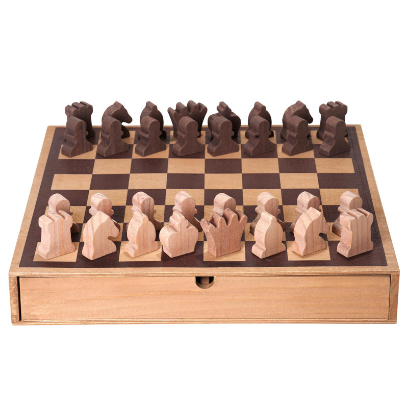 American Art Decor 2;2 Player Wood Chess And Checkers Set