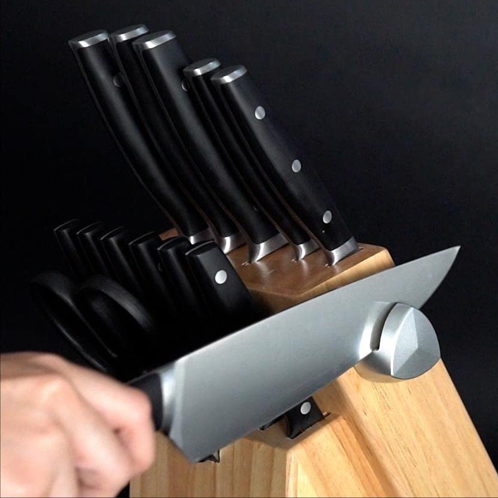 LUXESIT 15 Piece Stainless Steel Knife Block Set