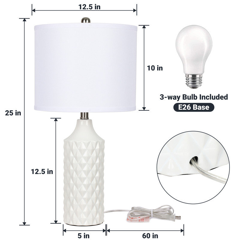Lampe de table en céramique Creight, Blanc