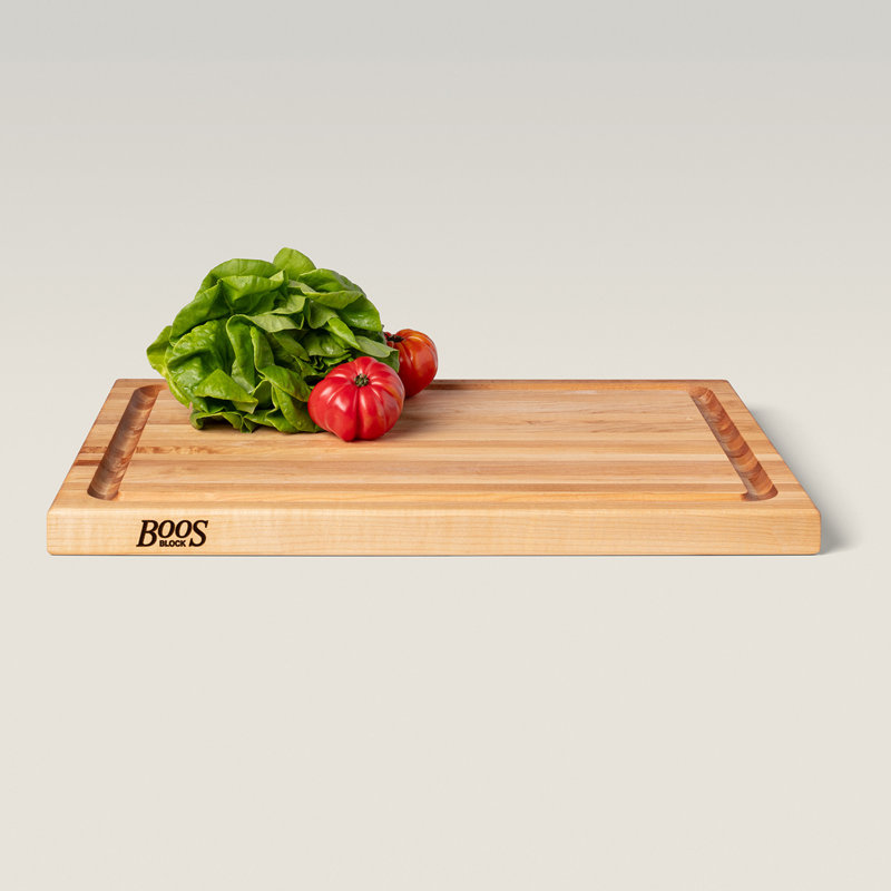 John Boos Chef's Edge Grain 1.5" Maple Cutting/Carving Board with Juice Groove, 18" H x 24" W x 1.5" D