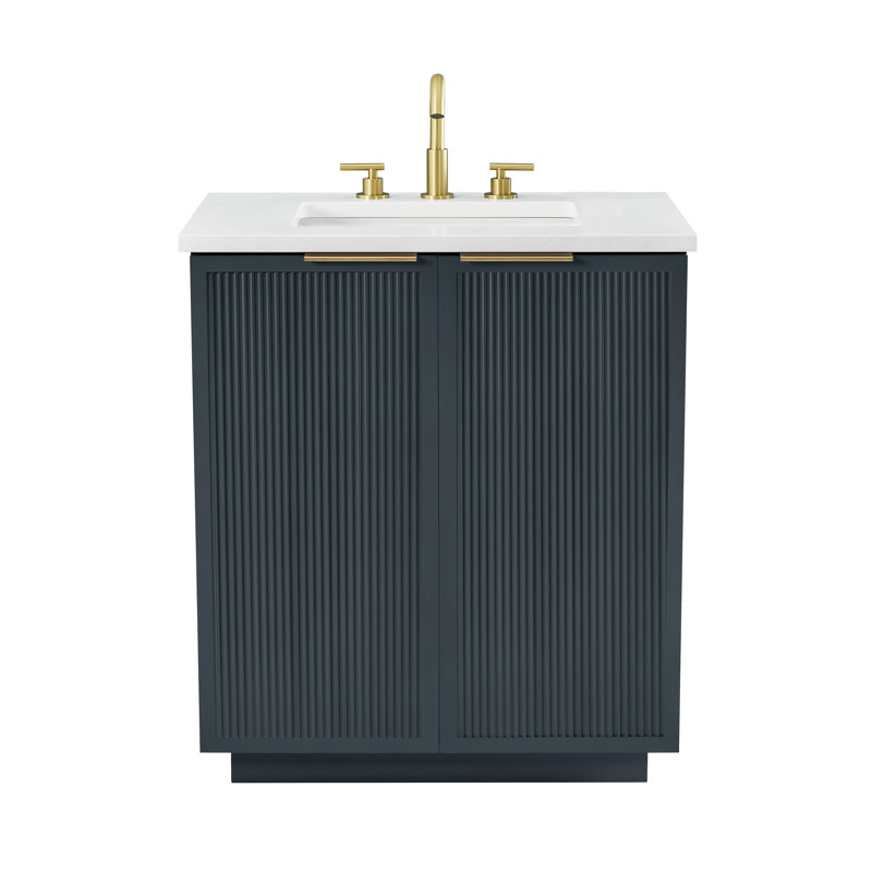 Aderyn 30" Single Vanity, Vintage Blue/Brushed Bronze