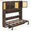 Lit escamotable avec armoire supérieure, lit escamotable peu encombrant avec lumière et USB pour la vie moderne (matelas non inclus)-1122063305