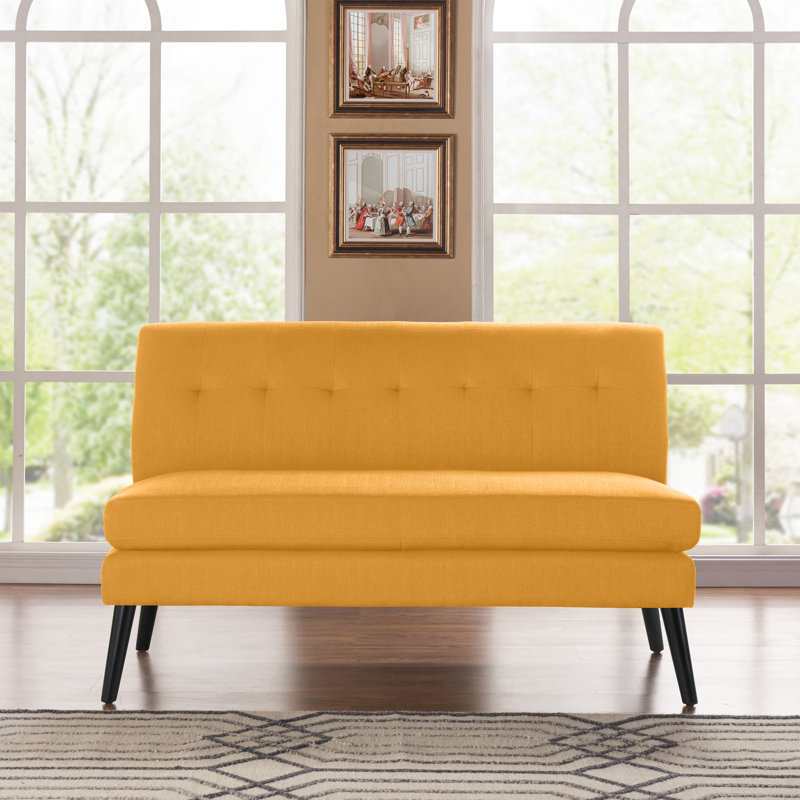 Caleena Upholstered 55.1'' Loveseat, Mustard Yellow Linen