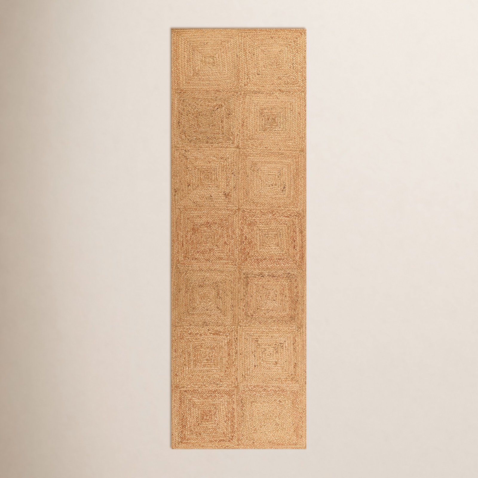 Mykonos Natural Hand-Woven Geometric Jute Rug, Runner 2'3" x 8'