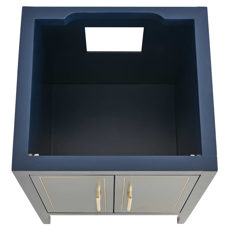 Province 24" Freestanding Standard Single Bathroom Vanity with Top, Navy/Gold, Gold Zinc Alloy