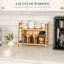 Comptoir à café et thé en bambou | Présentoir porte-gobelet en rotin 2 étages pour condiments de cuisine, accessoires de café, maison, bureau