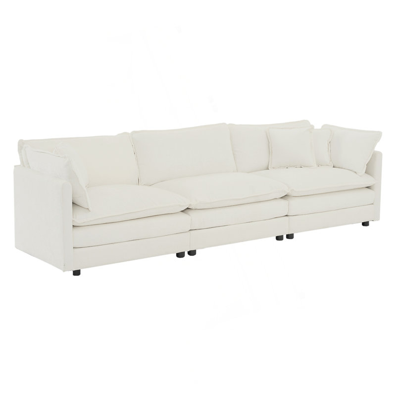 Canapé 3 places polyvalent et élégant avec coussins d'accoudoirs et coussins décoratifs, parfait pour tout salon.