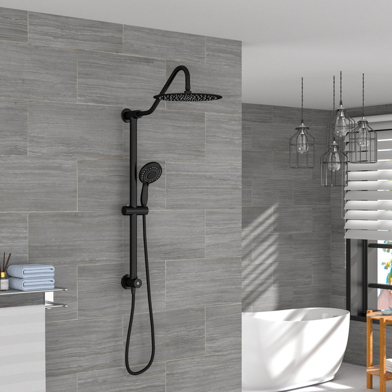 Multi Function Adjustable Rain Dual Shower Head, Black