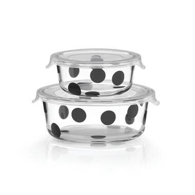 Deco Dot Round Food Storage Containers, Set of 2