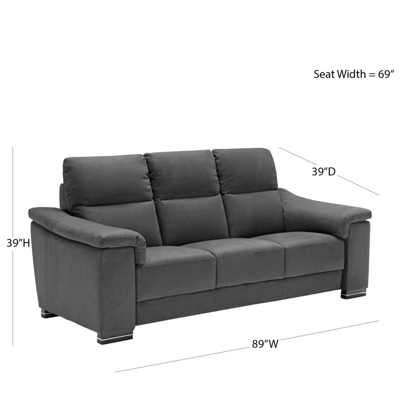 Caley Microfiber Sofa In Dark Blue