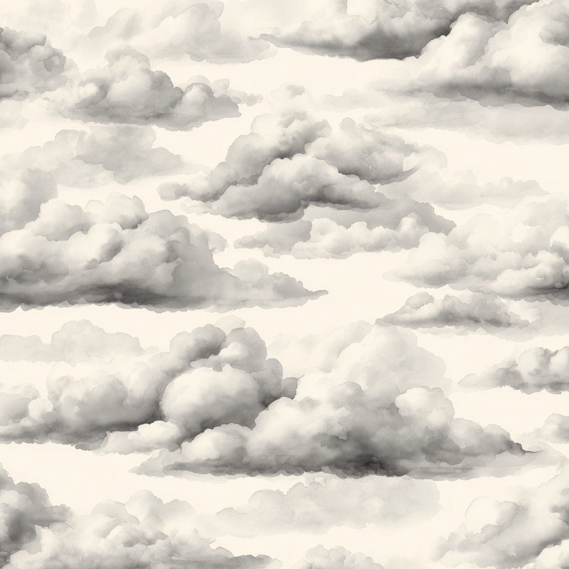 Papier peint abstrait gris avec nuages, Peler et coller