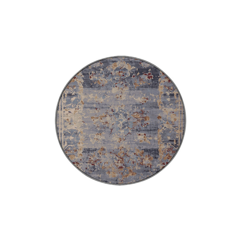 Tapis gris soyeux et moelleux, Rond 4 pi