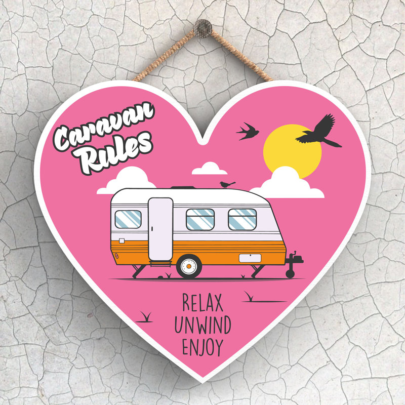 Caravan Rules - Novelty Print on MDF, 16cm H x 17cm W x 0.9cm D