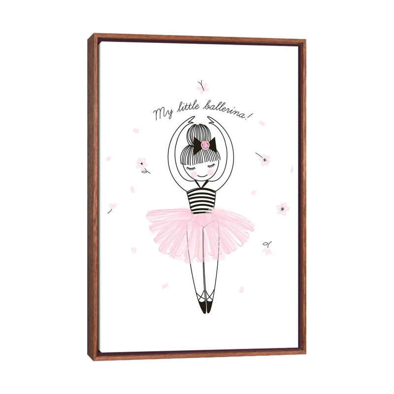 My Little Ballerina - impression d'art graphique, H 60 po x l 40po x P 1,5 po, Toile avec cadre brun, Pas de tapis