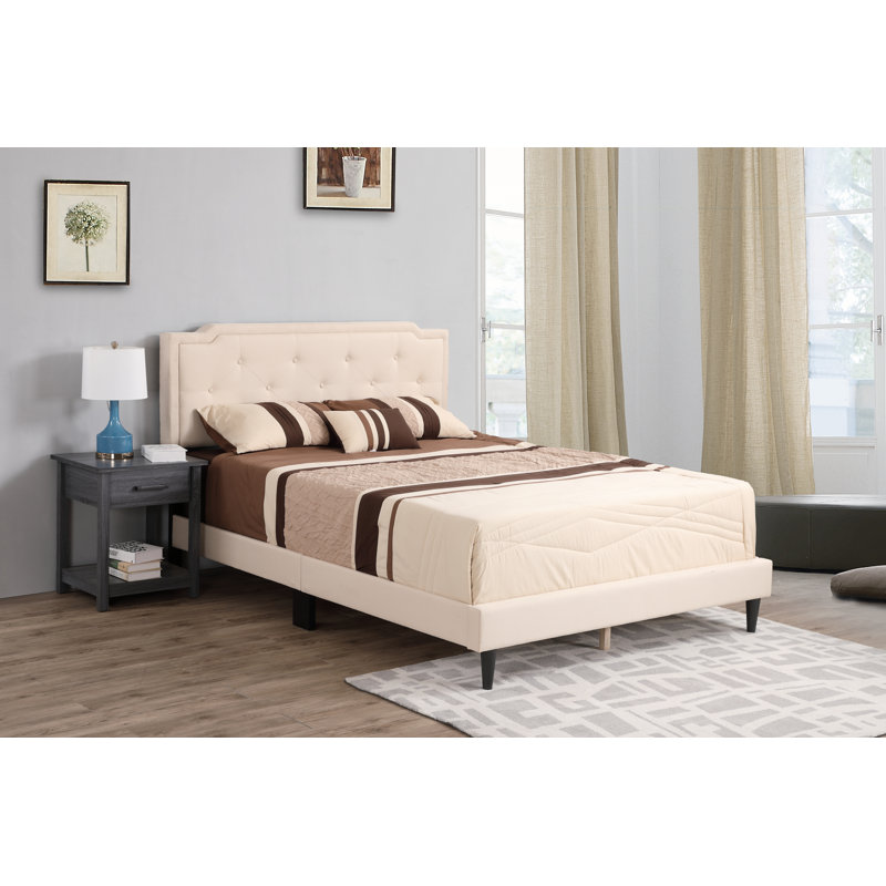 Upholstered Panel Bed, Queen, Beige