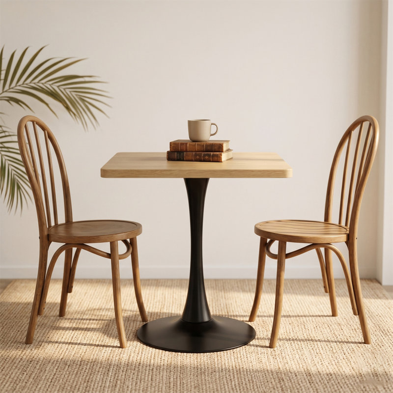 Square Dining Table, Natural / Black