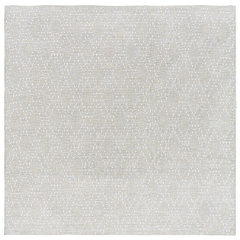Edgeware 850 Polypropylene/Polyester Geometric Indoor/Outdoor Rug in Light Green/Yellow, Square 6'7"