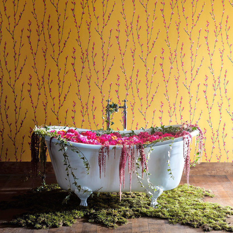 Salice 10.05m x 52cm Wallpaper Roll, Ochre/Sepia