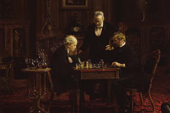 The chess players par thomas eakins-impression, H 24 po x l 36 po x P 1,5 po