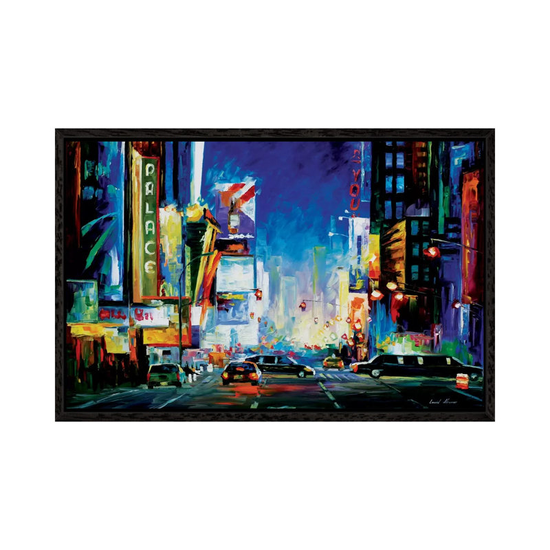 Broadway by Leonid Afremov - Painting on Canvas, Black Framed Canvas, 101.6 cm H x 66.04 cm W