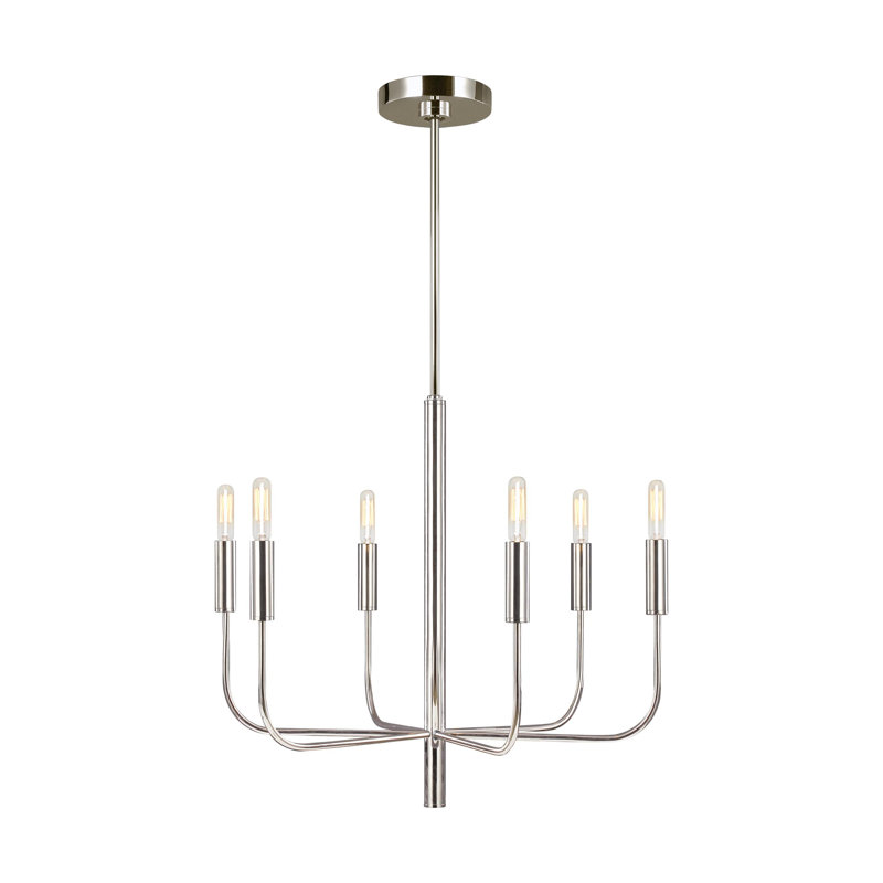 Tedder 6-Light Chandelier, Nickel poli
