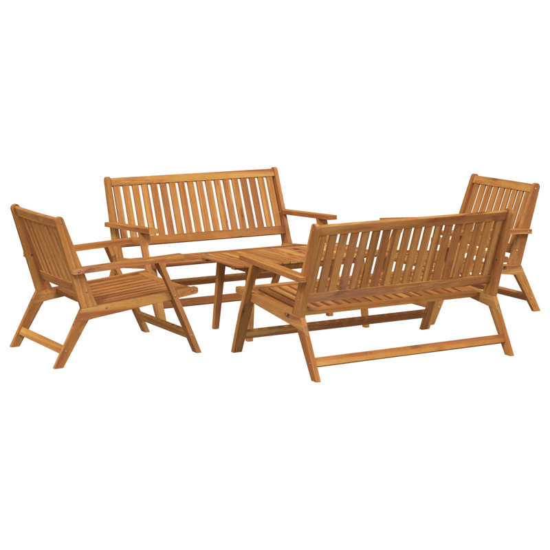 Set Of 4 Teak Look Acacia Wood Medium Heavy Weight Endurance
