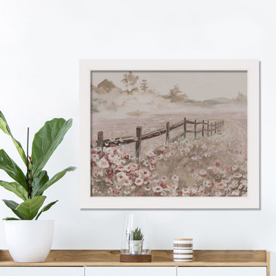 " Fence Wildflower Field " Painting Print