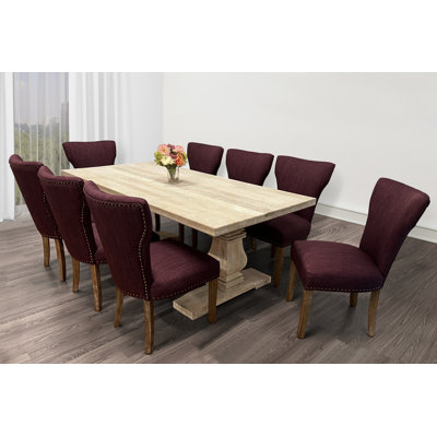 Aryhanna 8 - Person Solid Wood Top Trestle Base Dining Set