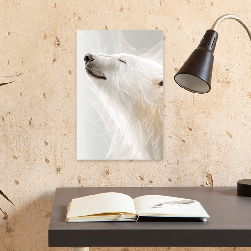 «Winter Animal», ours polaire 11, serein, abstrait, ours contemporain, forêt, art mural, 18" H x 12" W