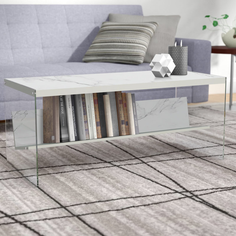 Allegonda Coffee Table, Faux White Marble