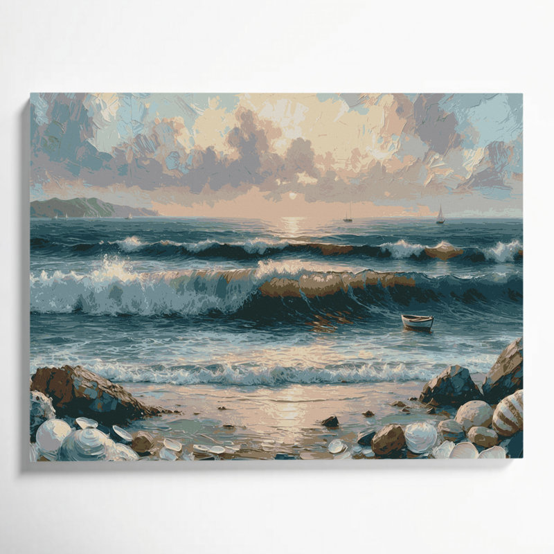Art mural sur toile gris Coastal Coastal Retreat, H 12 po x l 18 po