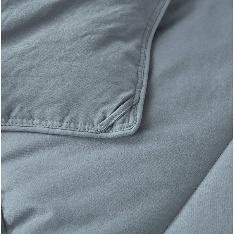 Full Dusty Blue Microfiber Triangle Quilted Comforter Set
