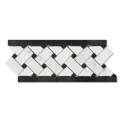 Bordure de mur blanche en marbre tissé 4 3/4 po x 12 po Carrara