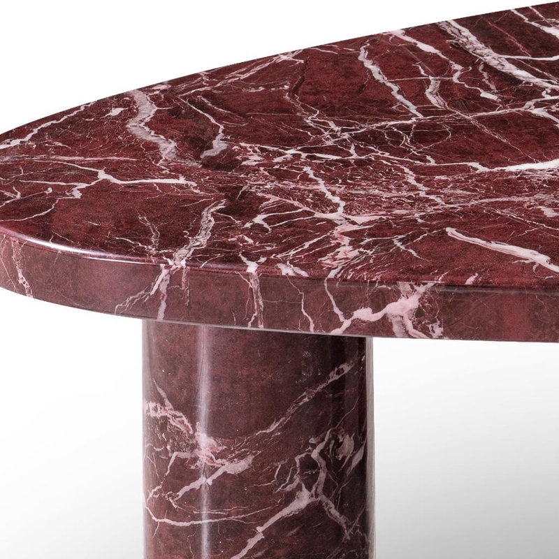 13" Red Marble Triangular End Table