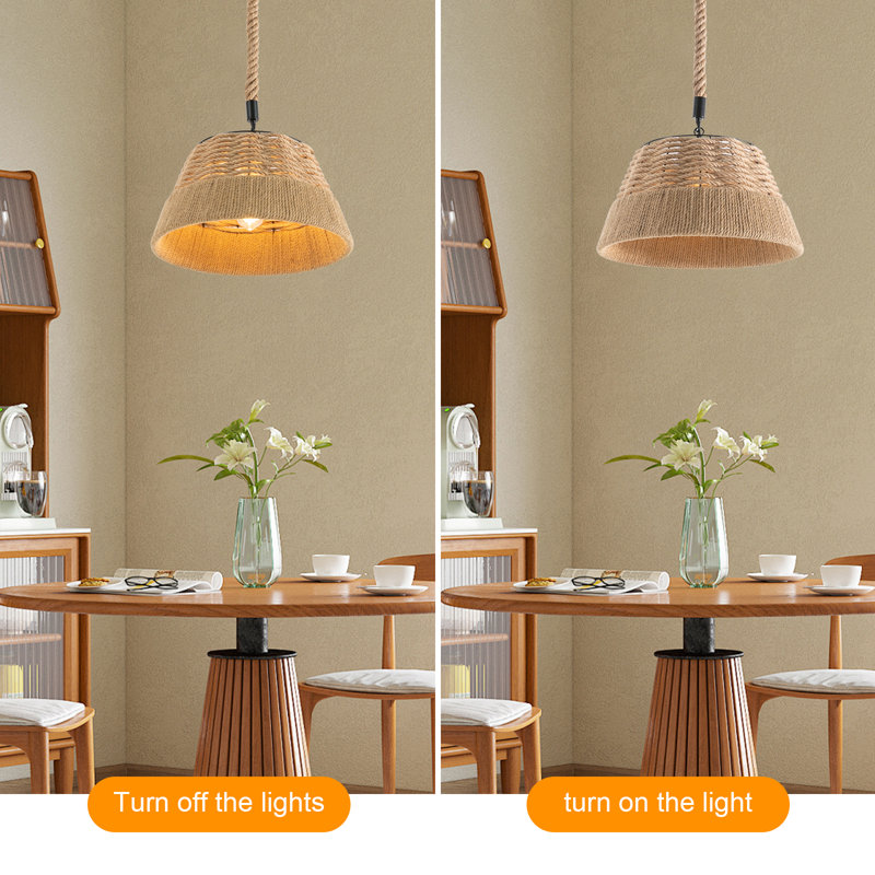 Luminaires suspendus 15 po en corde de chanvre rustique moderne 15 po