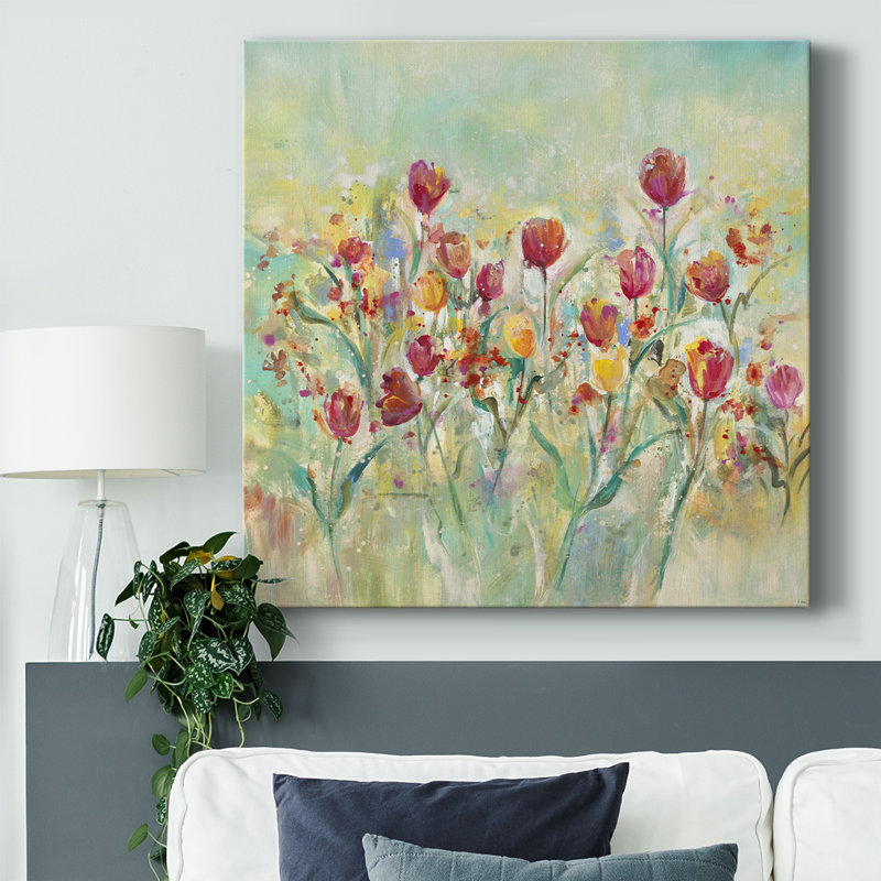 Tulipes d'été - Imprimé, H 8 po x l 8 po x P 1,5 po